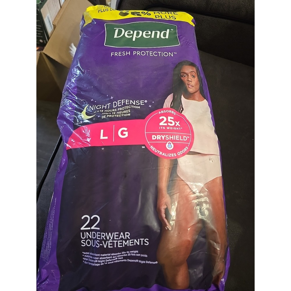 Depend Night Defense Adult Diapers, Incontinence & Postpartum Large, Blush